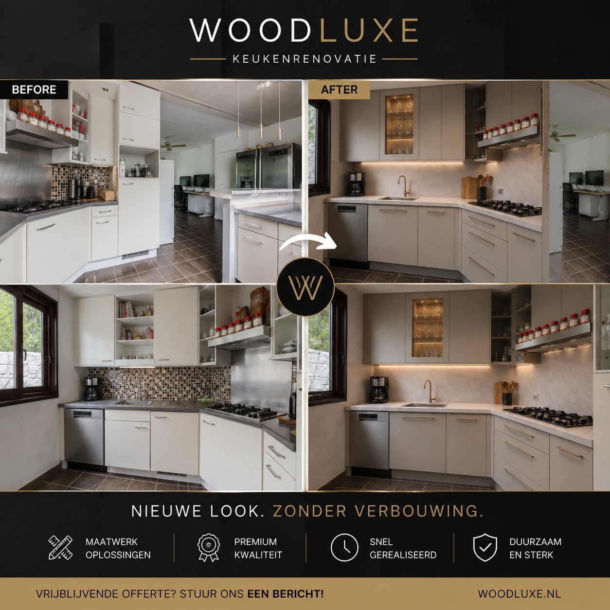 WOODLUXE voor en na keukenrenovatie